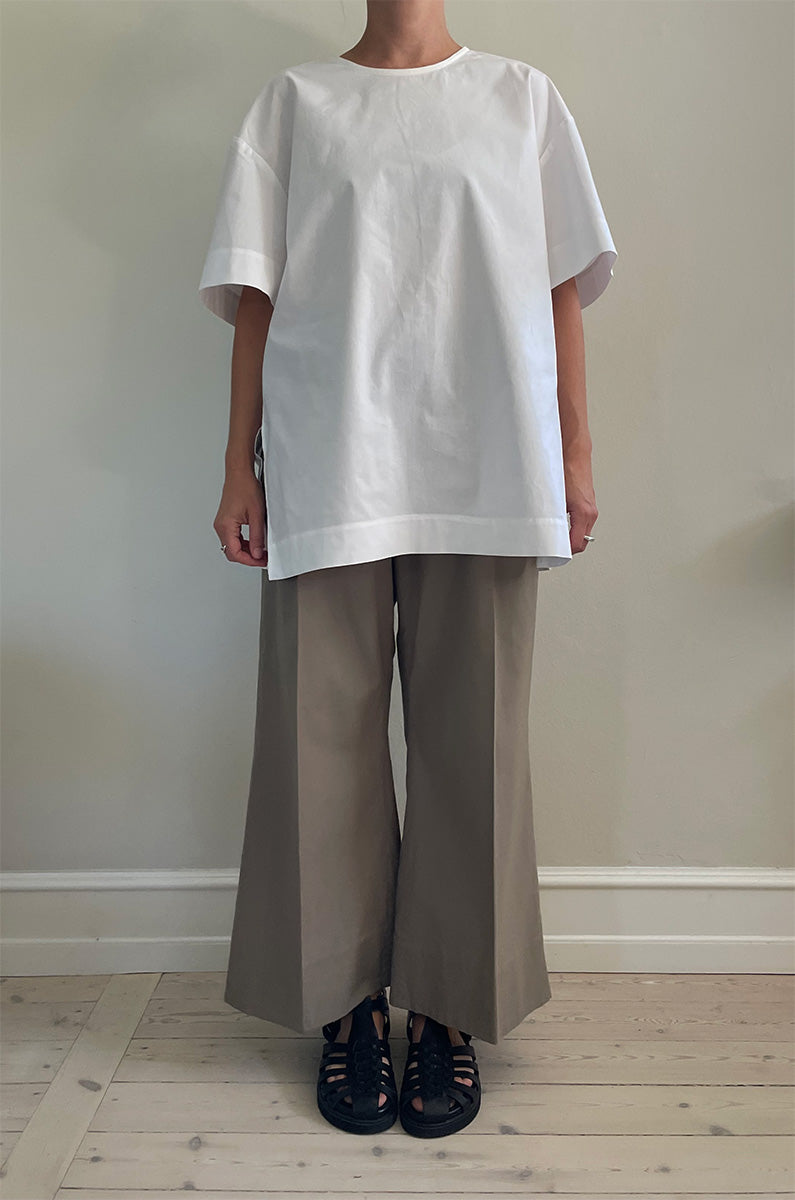 Gather pants cotton poplin - nature