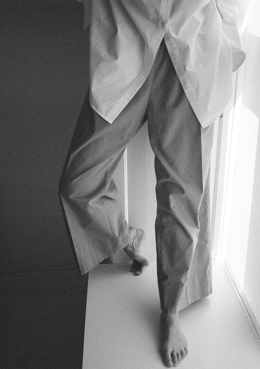 Gather pants cotton poplin- chocolate brown