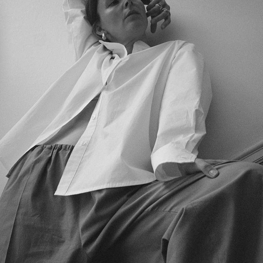 Gather pants cotton poplin - chocolate brown