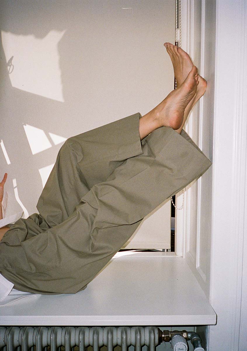 Gather pants cotton poplin - nature