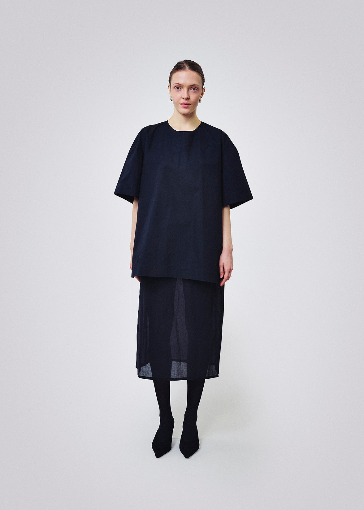 Sheer pencil skirt black