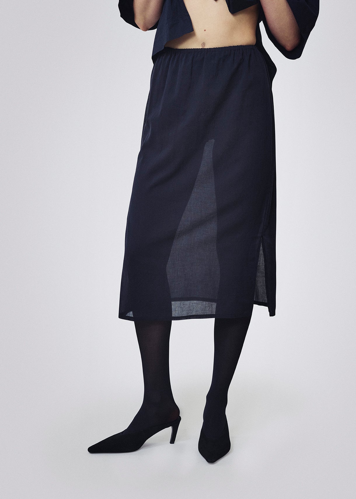 Sheer pencil skirt black