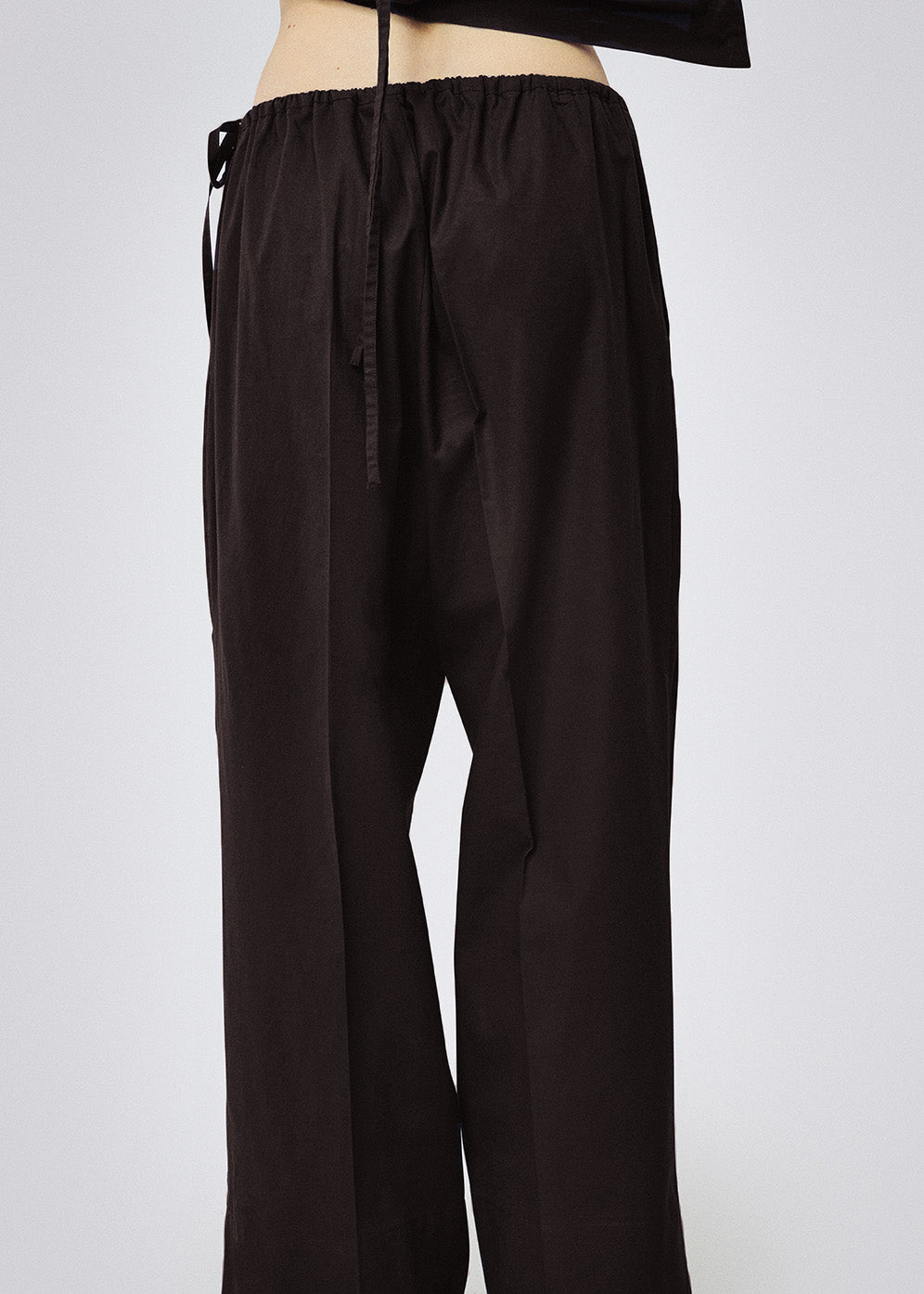 Cotton gather pants chocolate