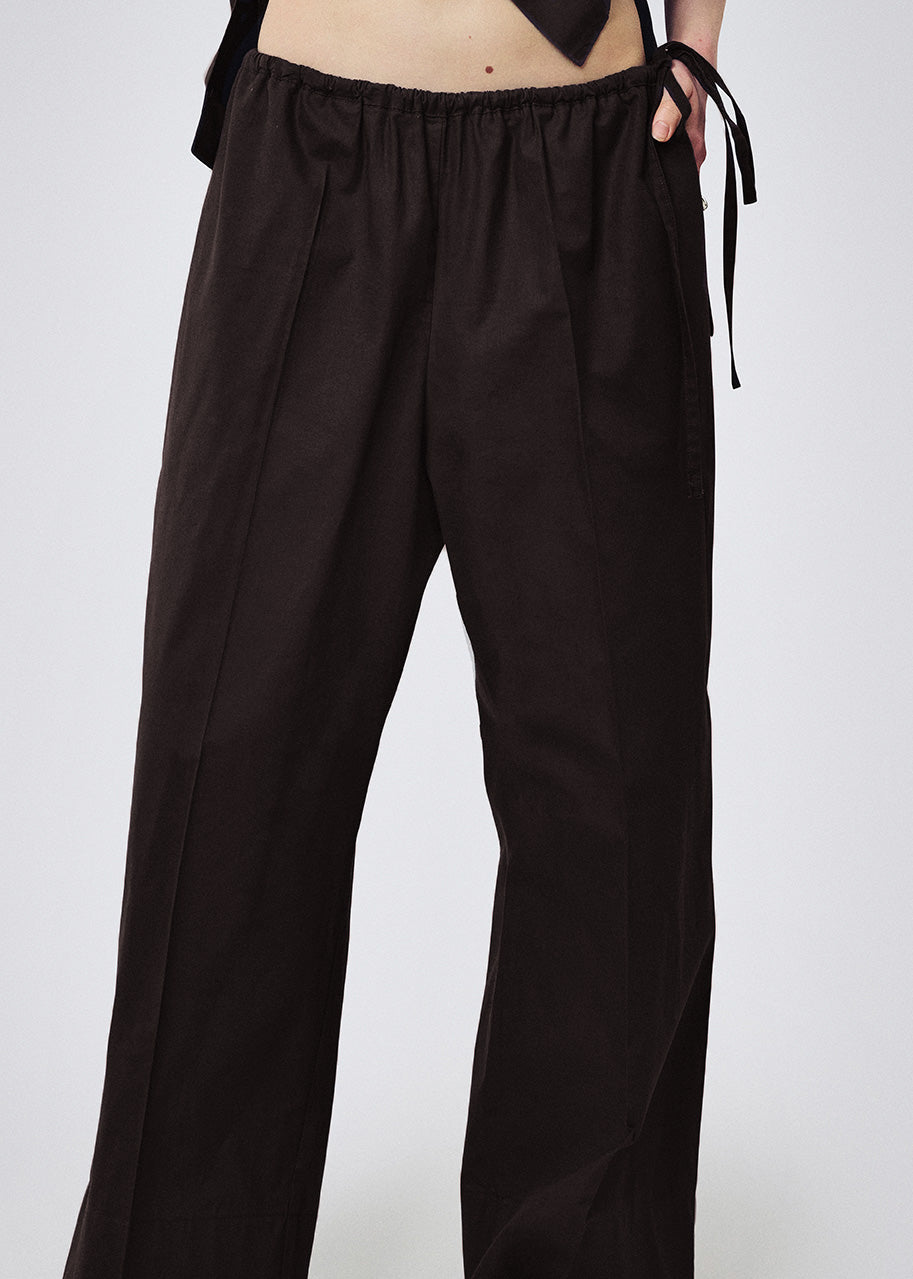 Cotton gather pants chocolate