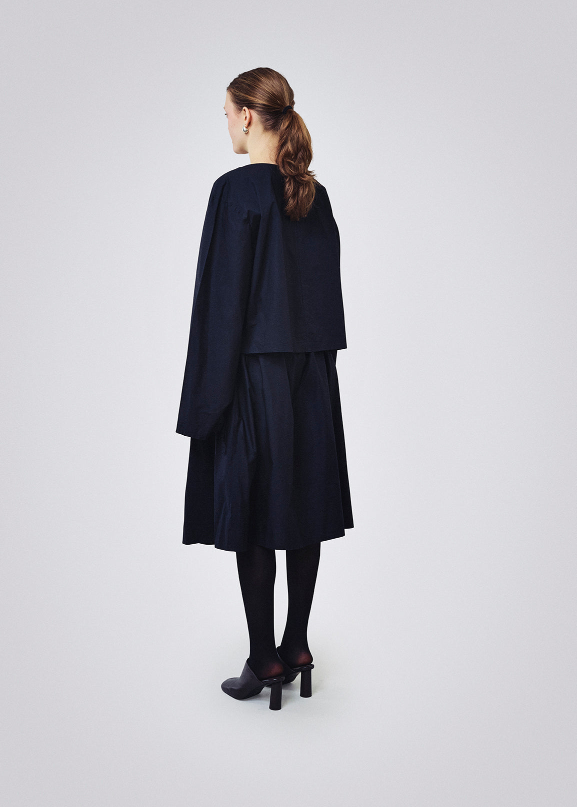 Cotton gather skirt black