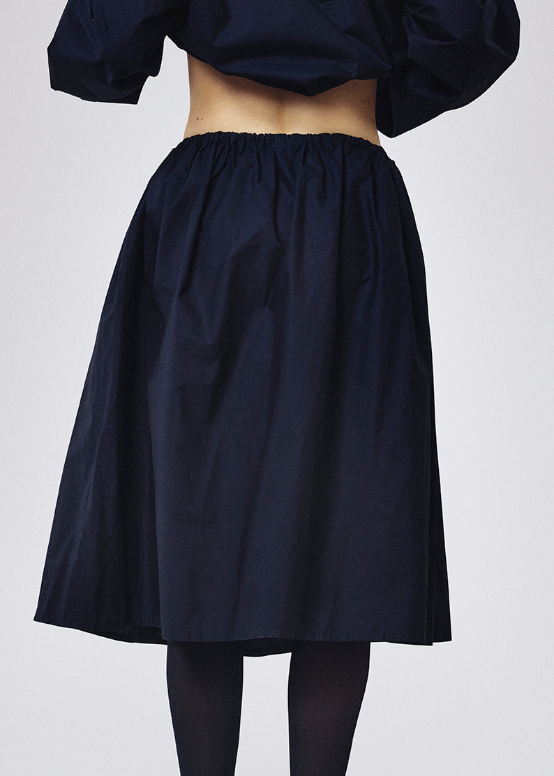Cotton gather skirt black