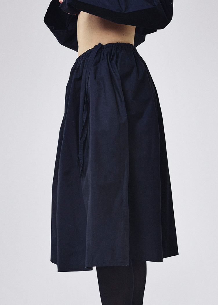 Cotton gather skirt black