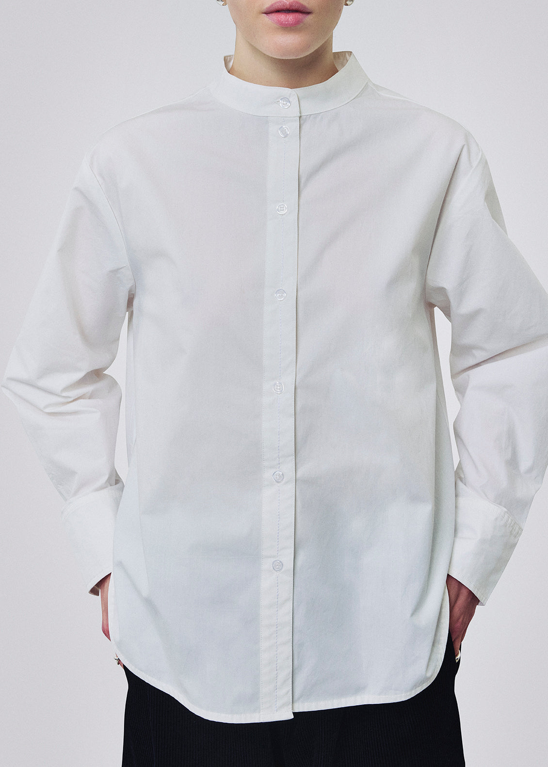 Cotton poplin shirt white