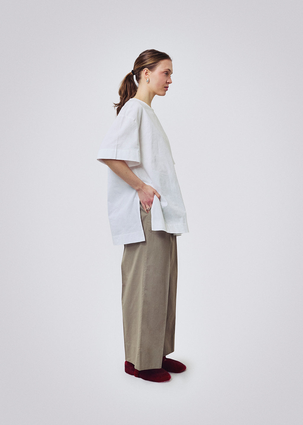 Cotton gather pants nature