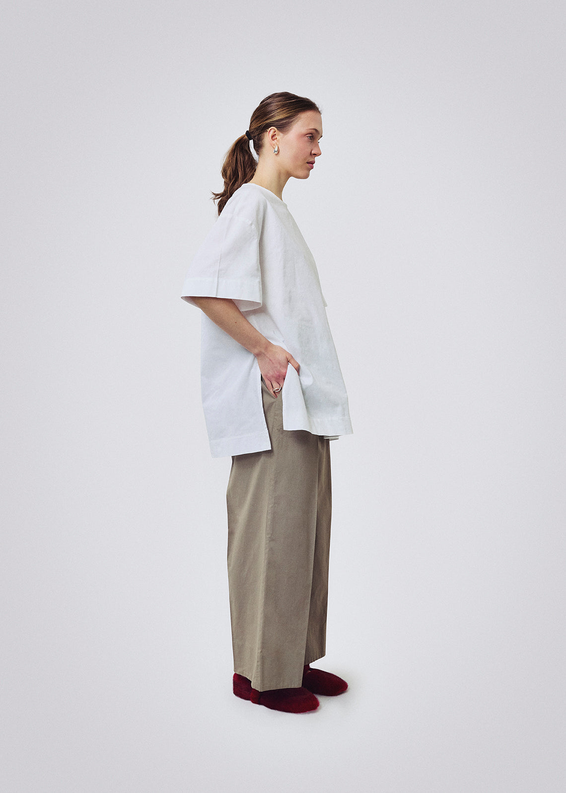 Cotton gather pants nature