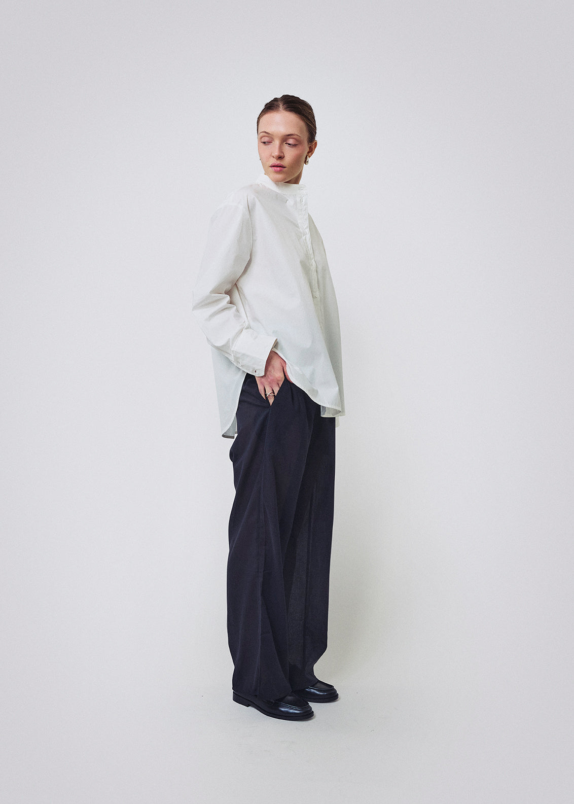 Sheer gather pants black