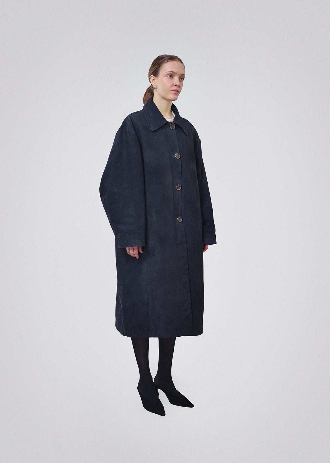 Coated canvas coat black