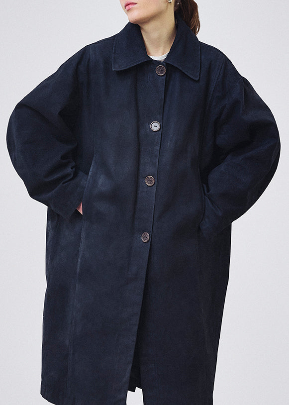 Coated canvas coat black