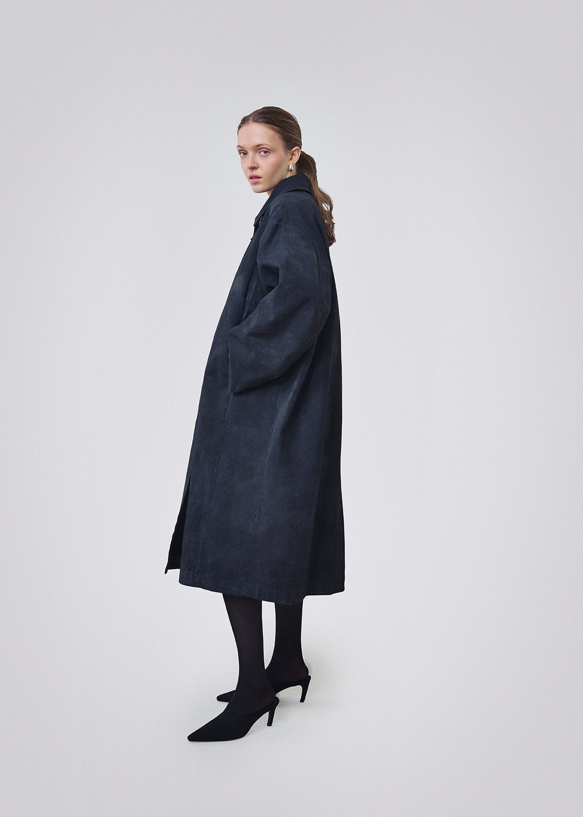 Coated canvas coat black