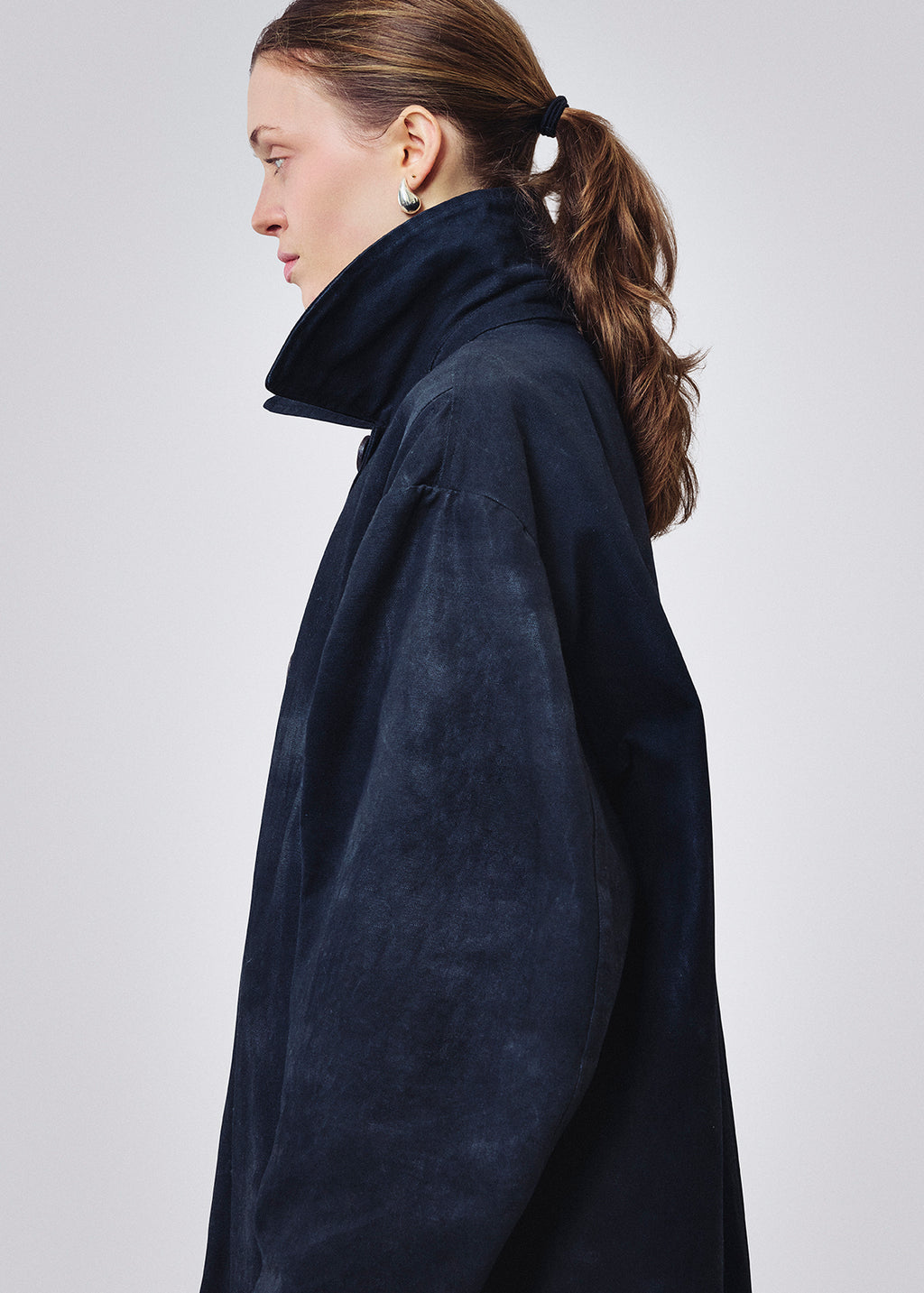 Coated canvas coat black