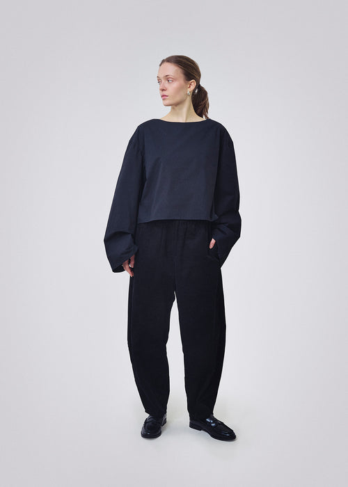 Cotton poplin top black