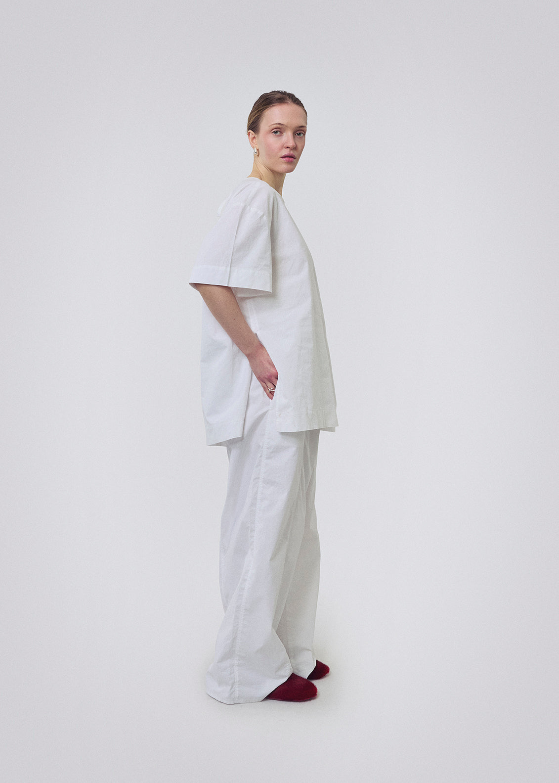 Cotton parachute pants white