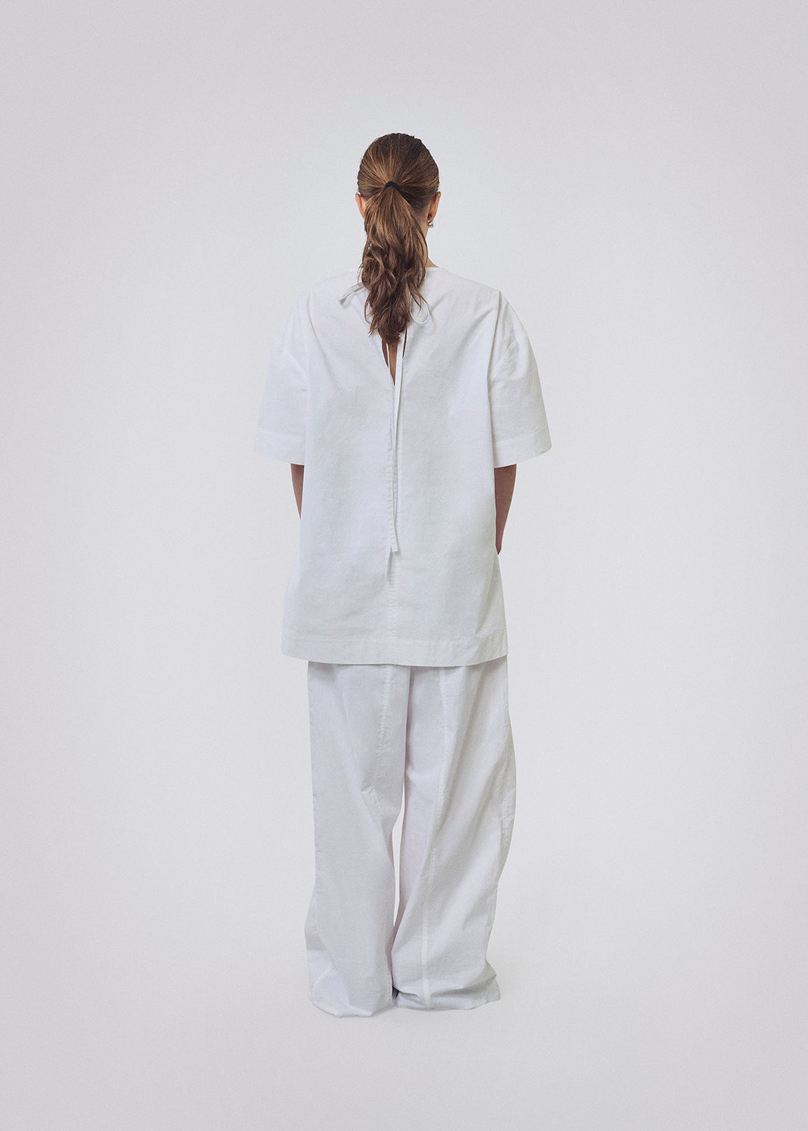 Cotton parachute pants white