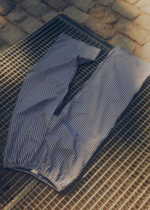 Cotton pants blue check