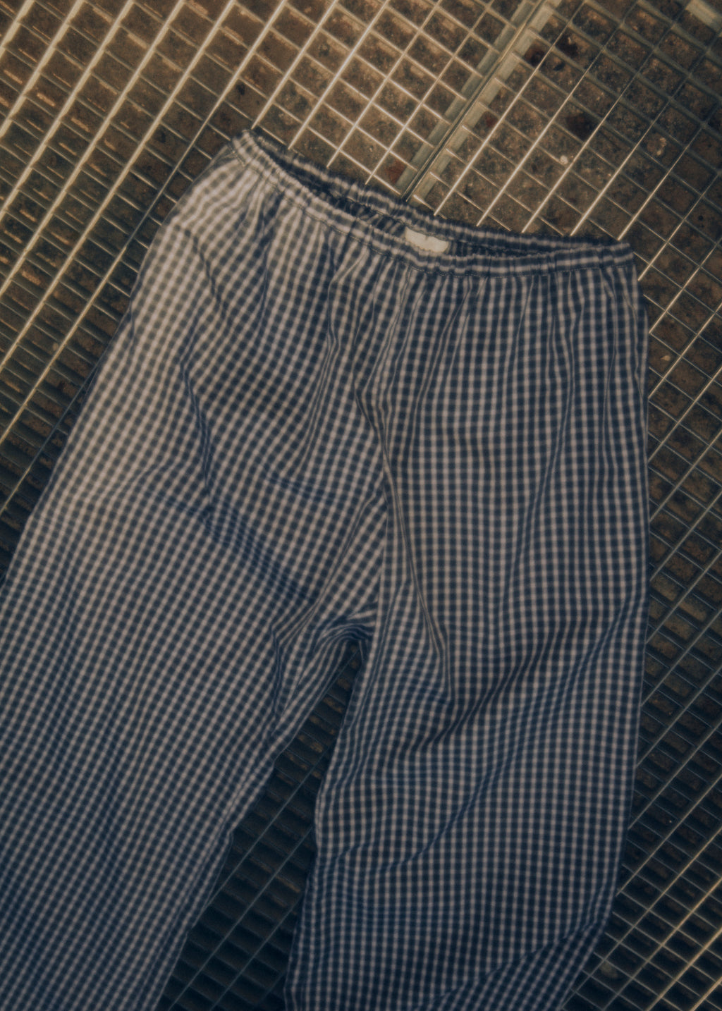 Cotton pants blue check