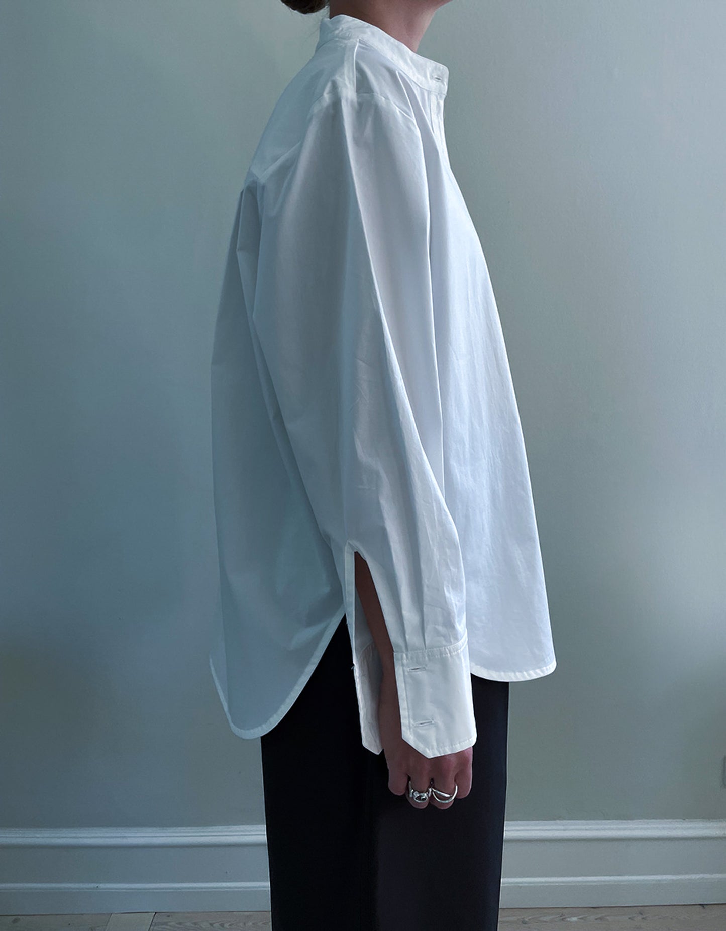 Mock collar shirt - bright white