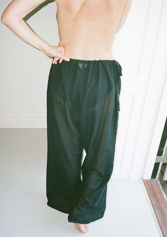 Gather pants - black