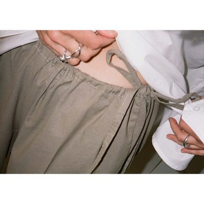 Gather pants cotton poplin - nature